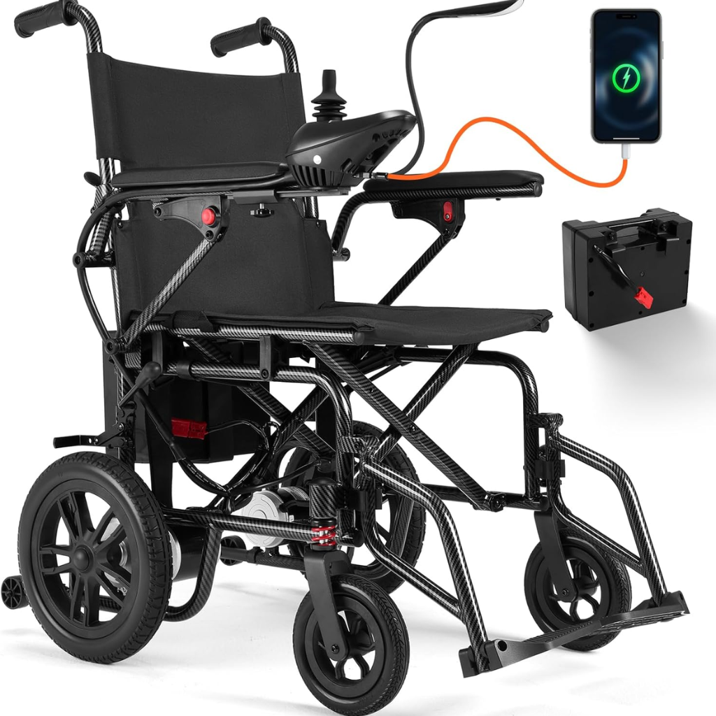Foldable Electric Wheelchair for Adults – Dual 360W Motors, 15-Mile Travel Distance, 4MPH Max Speed, Supports 286 lbs