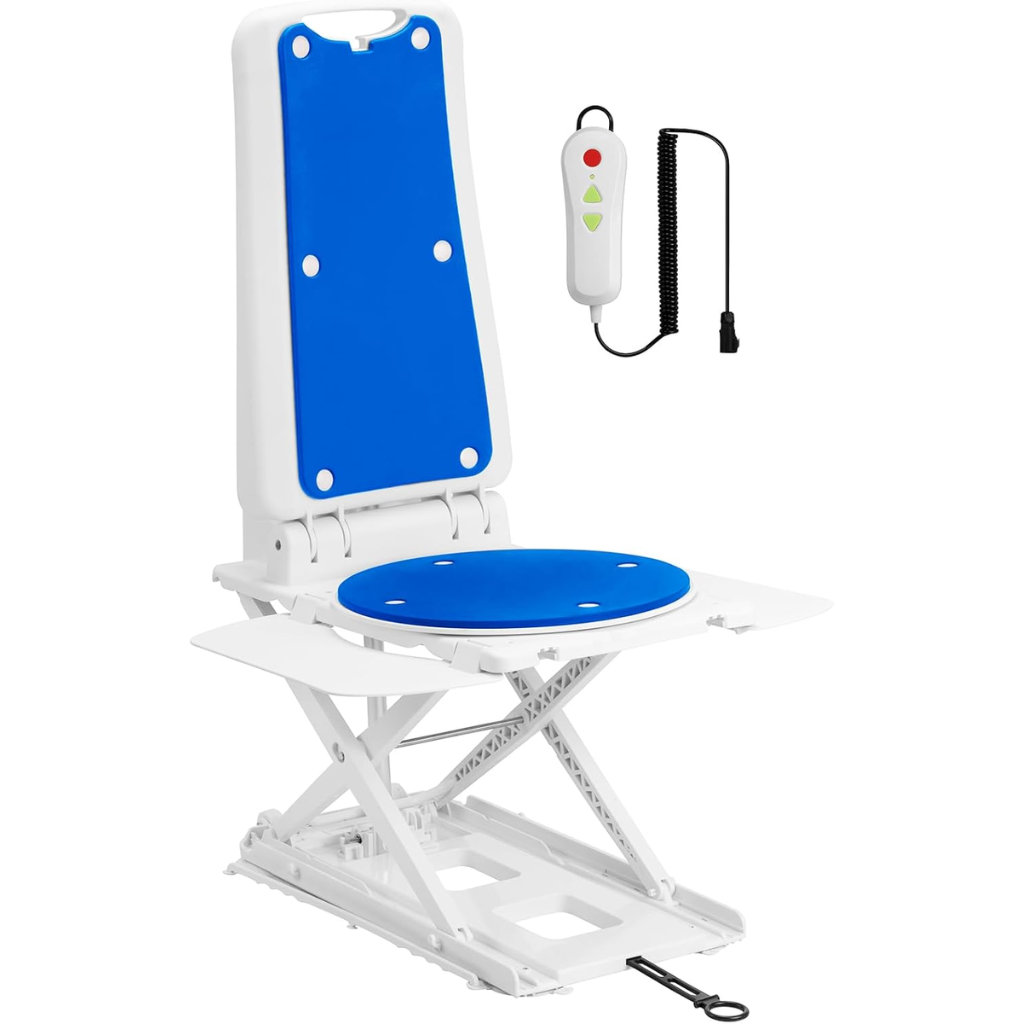 Electric Floor Lift for Seniors – Remote-Control Seat Lift, 308 lbs Capacity, IPX8 Waterproof, Lightweight & Portable