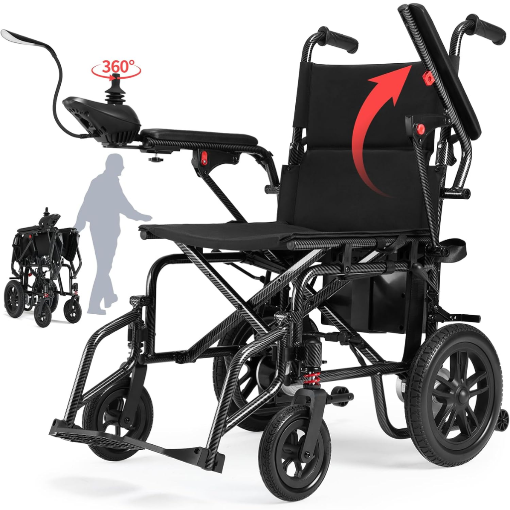 Foldable Electric Wheelchair for Adults – Dual 360W Motors, 15-Mile Travel Distance, 4MPH Max Speed, Supports 286 lbs