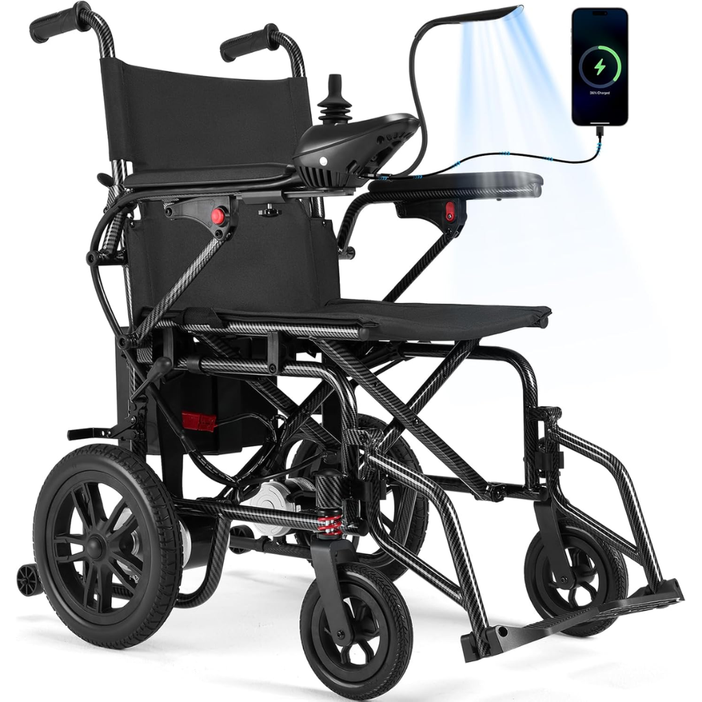 Foldable Electric Wheelchair for Adults – Dual 360W Motors, 15-Mile Travel Distance, 4MPH Max Speed, Supports 286 lbs